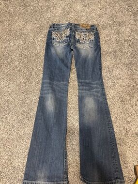 Embellished Back Pocket Girls Miss me Bootcut Jeans - Blue size 14